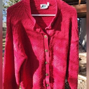 Vintage 1980's Cotton Cable Knit Cardigan Size XL